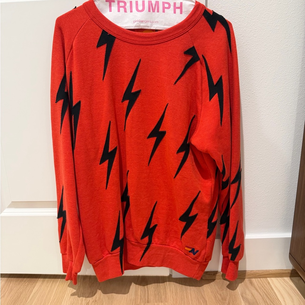 Aviator Nation Red Lightning Bolt Sweater